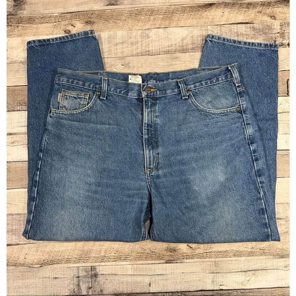 Carhartt B17 DST Mens 40x30 Relaxed Fit Blue Denim Jeans Workwear Classic Cotton